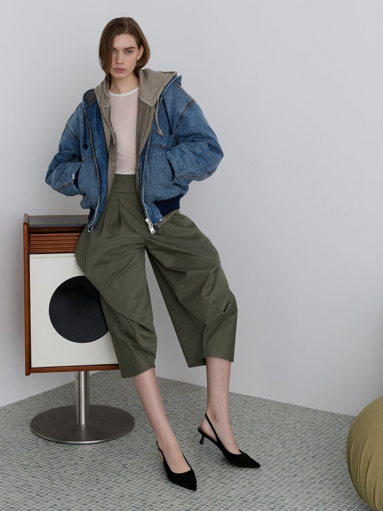 أحذية روثي سلينغ باك بكعب (بامبس) من الجلد السويدي الصناعي, أسود خشن, hi-res