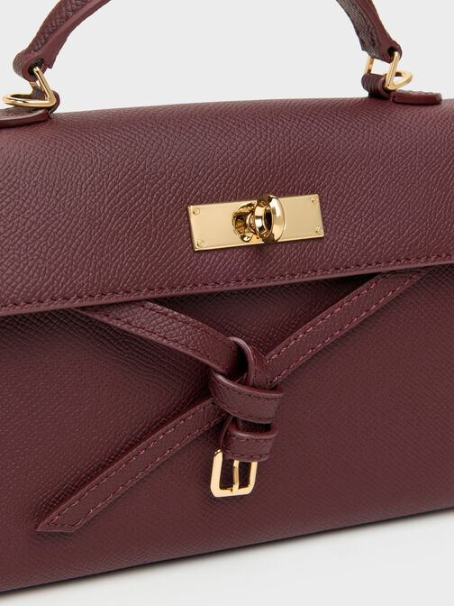 Tricha Knotted-Belt Top Handle Bag, Wineberry Red, hi-res