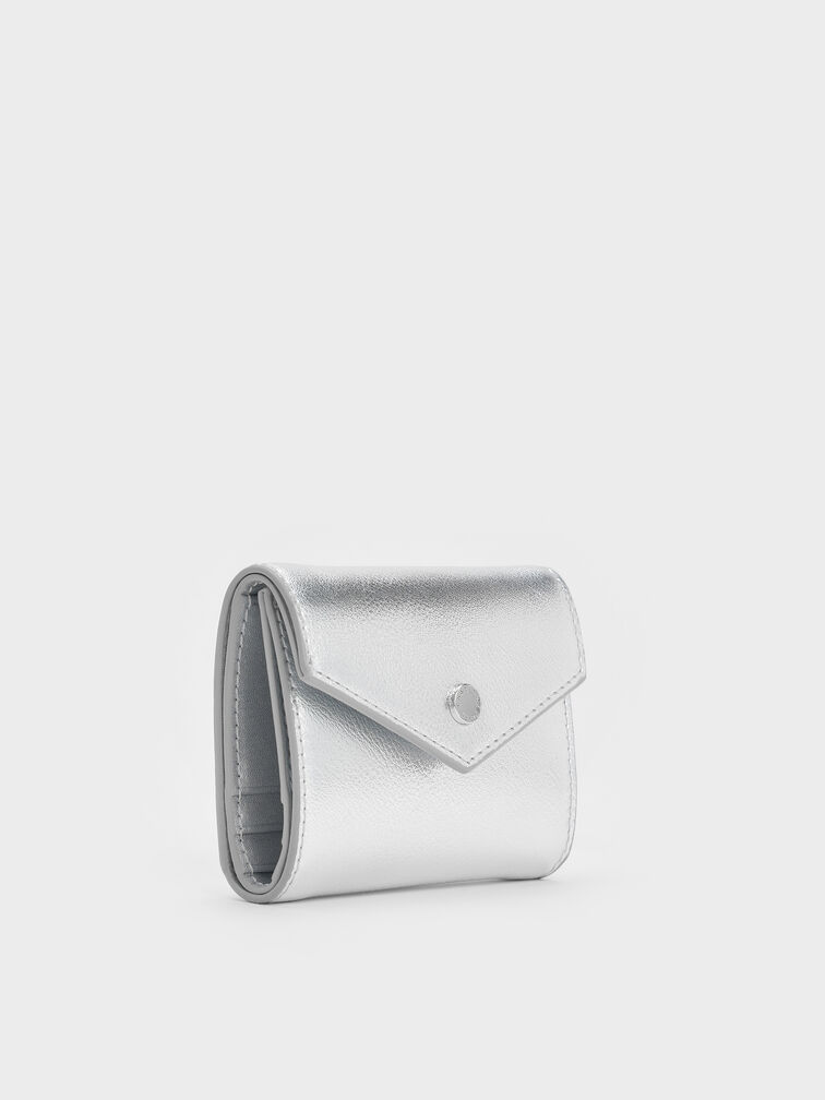 Marlowe Metallic Short Envelope Wallet, Silver, hi-res