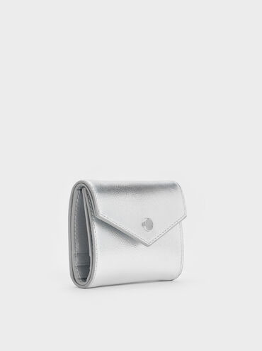 Marlowe Metallic Short Envelope Wallet, Silver, hi-res