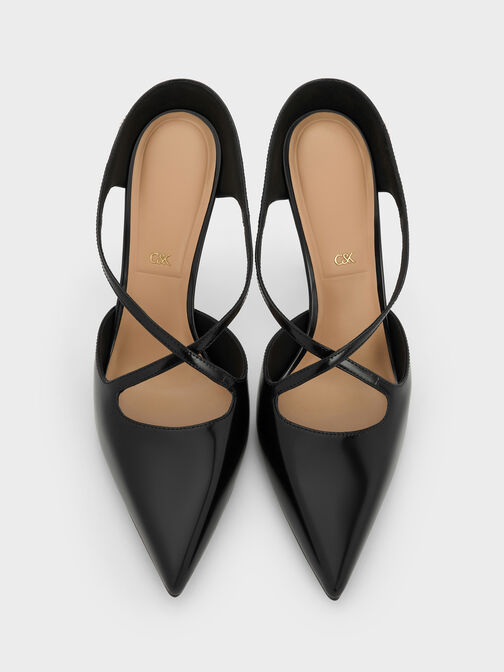Kyra Leather Crossover Stiletto Mules, Black Boxed, hi-res