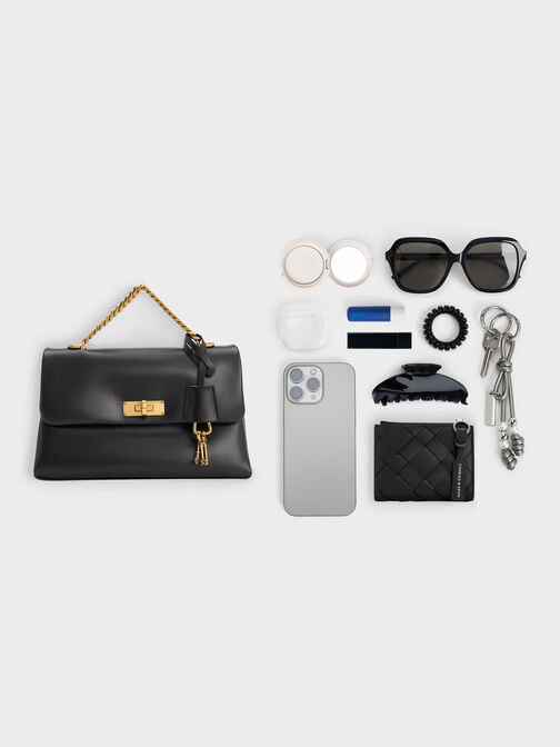 Kerry Chain-Handle Crossbody Bag, Black, hi-res