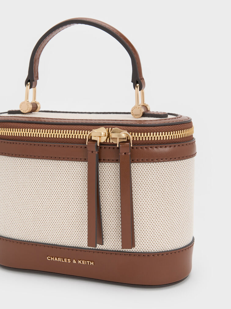 Enola Canvas Top Handle Vanity Bag, Chocolate, hi-res