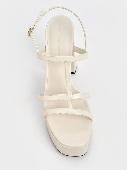 Patent T-Bar Strappy Platform Sandals, Chalk, hi-res