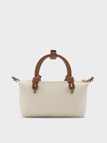 حقيبة توت "سامي" بمقابض معقودة من الكانفاس, شوكولاتي, hi-res