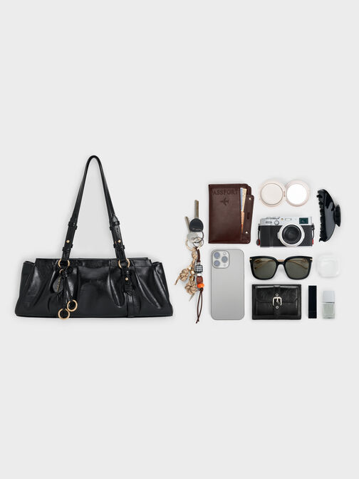 Britton Elongated Shoulder Bag, Black, hi-res