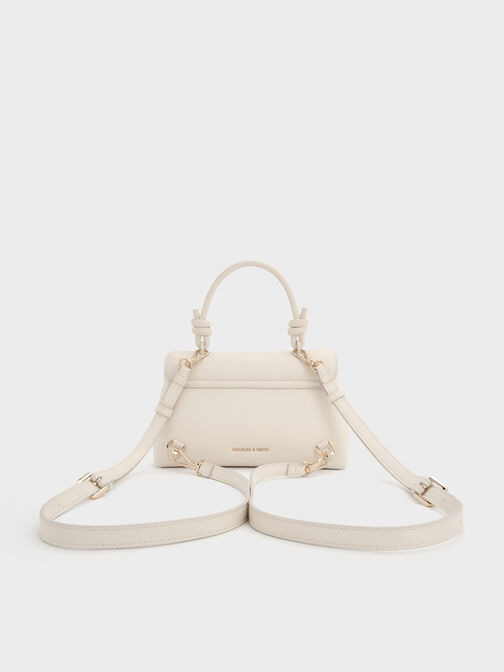 حقيبة ظهر بحمالة يد مزينة بعقدة, كريم, hi-res