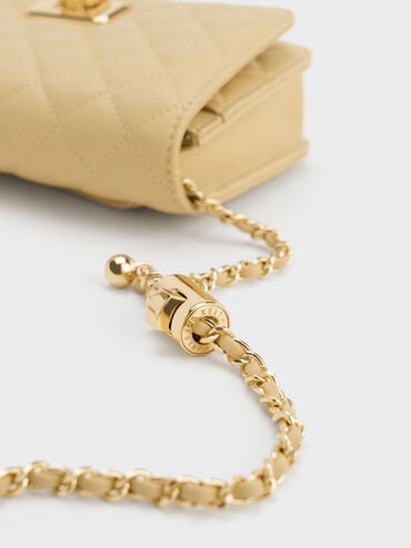 Cressida Quilted Push-Lock Clutch, Beige, hi-res