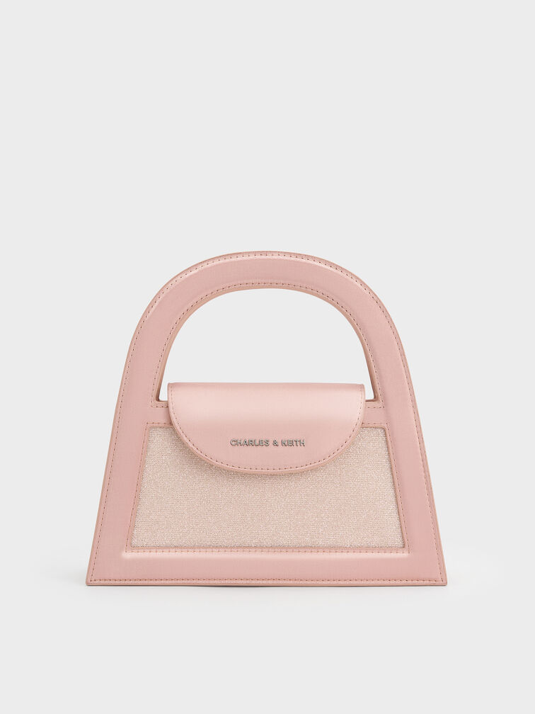 Este Glittered Top Handle Bag, Pink, hi-res