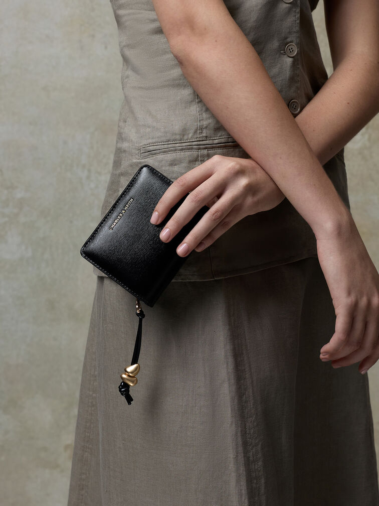 Augustine Sculptural-Detail Small Wallet, Black, hi-res