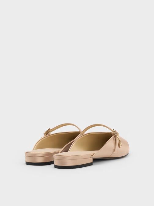 Satin Teardrop-Crystal Flat Mules, Gold, hi-res