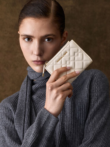 Duo Quilted Small Wallet, Cream, hi-res