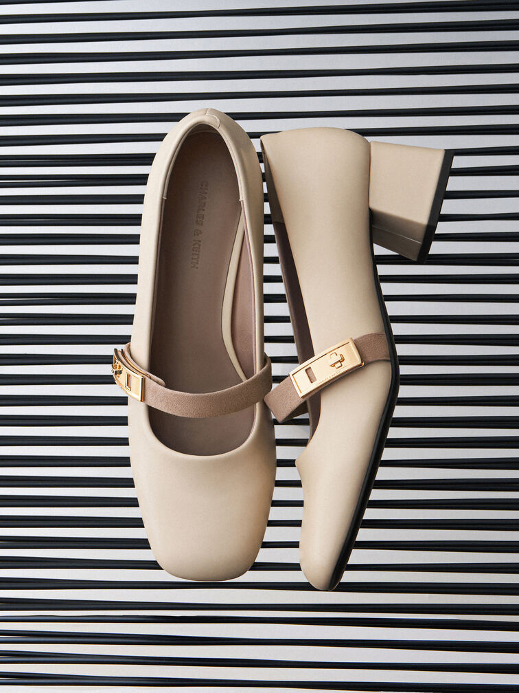 حذاء ماري جين لاندو بمشبك, أبيض طباشيري, hi-res