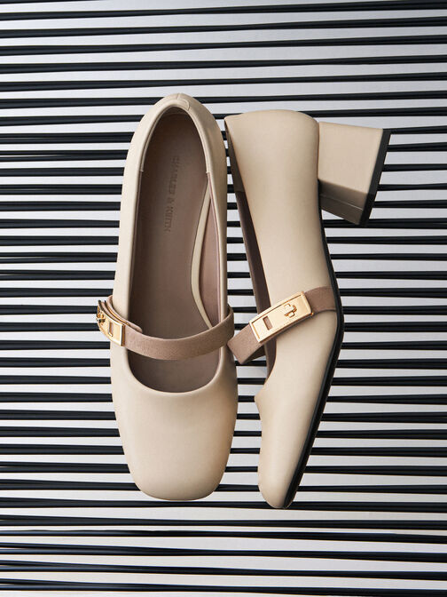 حذاء ماري جين لاندو بمشبك, أبيض طباشيري, hi-res