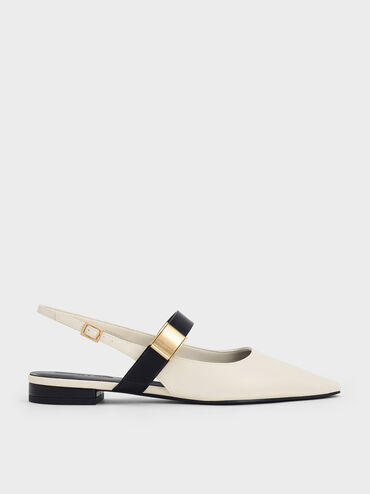 Yvette Pointed-Toe Mary Jane Flats, Chalk, hi-res