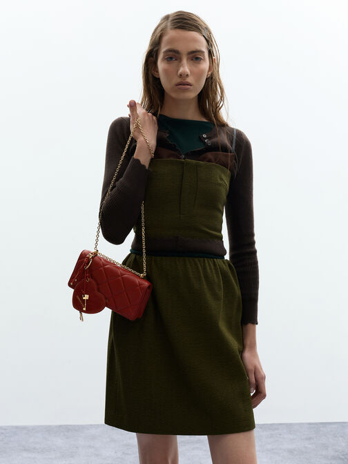 سلسلة مفاتيح "سيارا" بقلب ومفتاح, برغندي, hi-res