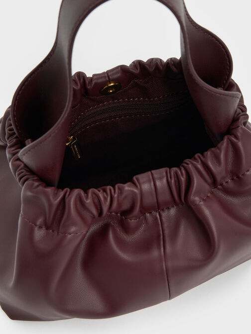 Ally Ruched Slouchy Chain-Handle Bag, Wineberry Red, hi-res