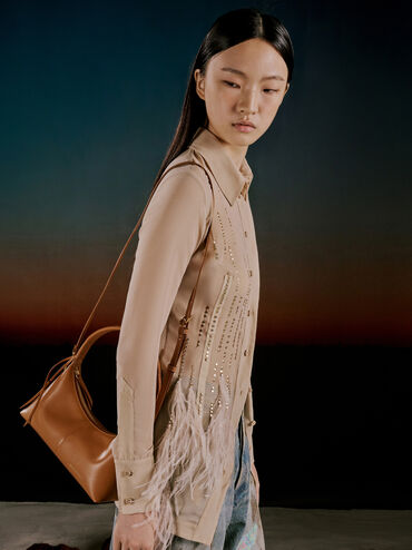 حقيبة كتف سيمون, بني محمر, hi-res