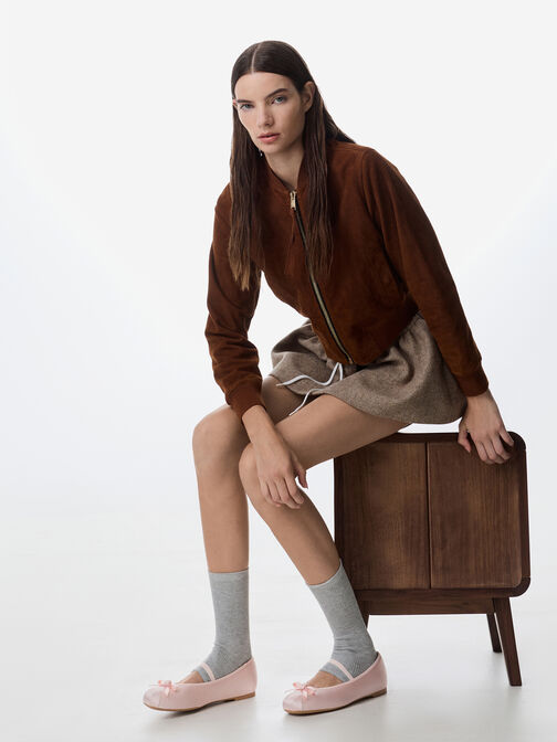 Kelis Rose-Bow Mary Jane Flats, Light Pink, hi-res