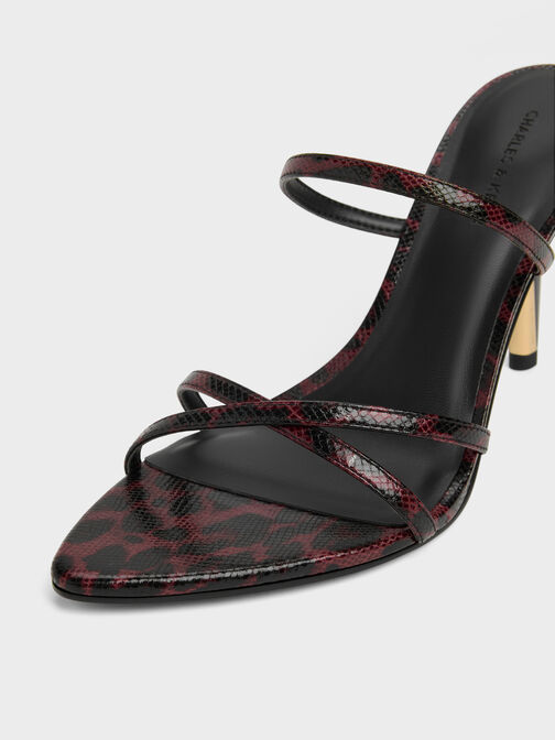 Taylen Leopard-Print Strappy Heeled Mules, Animal Print Burgundy, hi-res