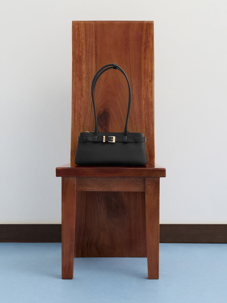 شنطة كتف جودي جلد طبيعي, أسود, hi-res