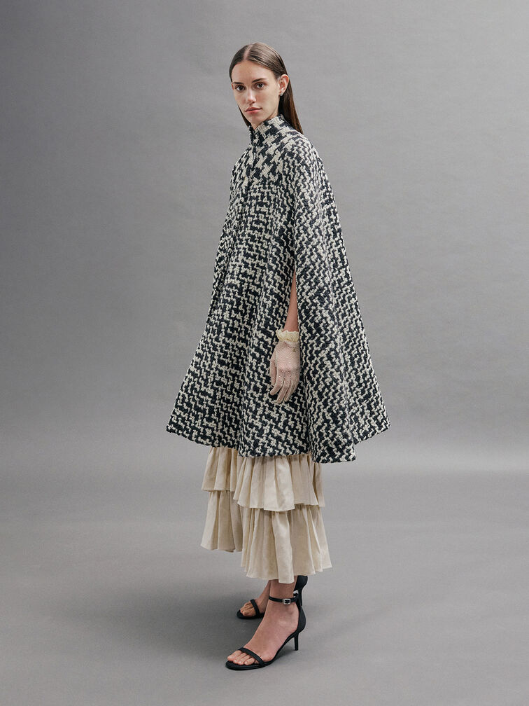 Grosgrain Stiletto-Heel Ankle-Strap Sandals, Black Textured, hi-res