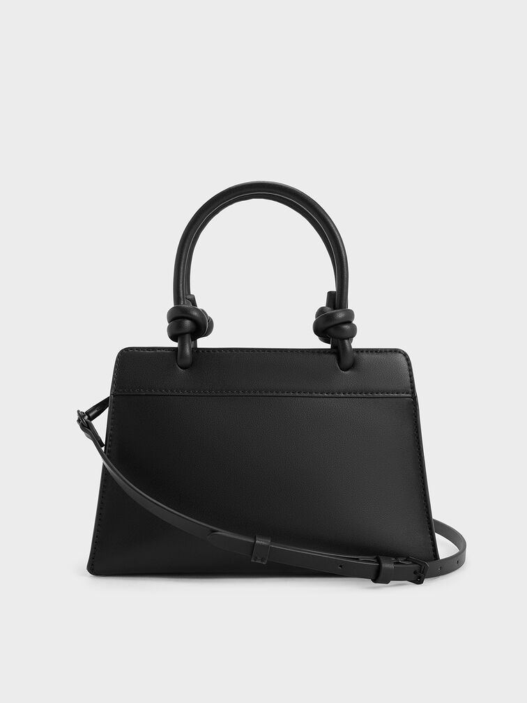 Sabine Knotted-Handle Trapeze Tote Bag, Jet Black, hi-res