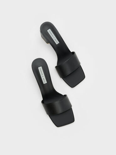 صندل ميول بكعب مربع عريض, أسود, hi-res