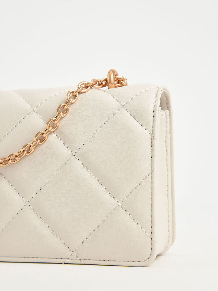 Paffuto Quilted Wallet On Chain, Cream, hi-res