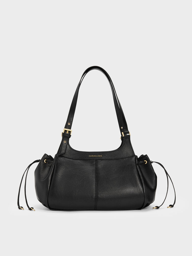 Lillith Drawstring Tote Bag, Black, hi-res