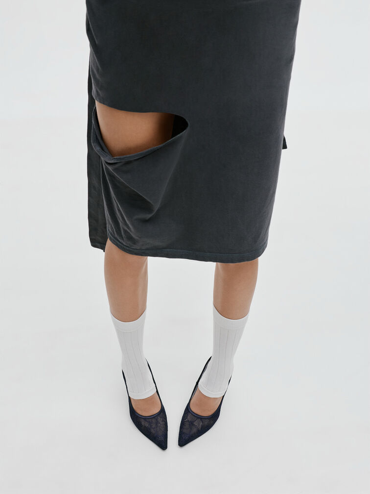 Lace & Satin Stiletto Pumps, Dark Blue, hi-res