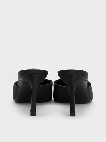 حذاء ميول من الساتان بكعب ومقدمة مدببة, أسود خشن, hi-res