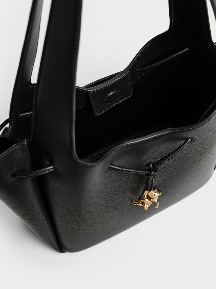 حقيبة توت ميلا برباط وعقدة معدنية, أسود, hi-res