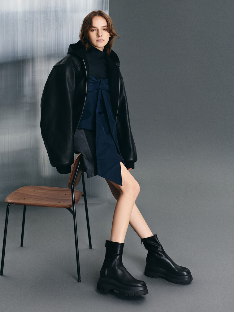 Leoi Chunky Ankle Boots, Black, hi-res