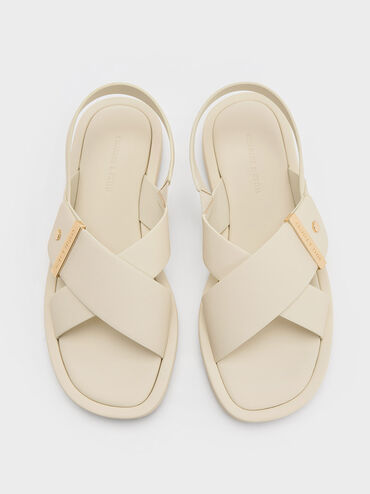 Audra Crossover-Strap Slingback Sandals, Chalk, hi-res