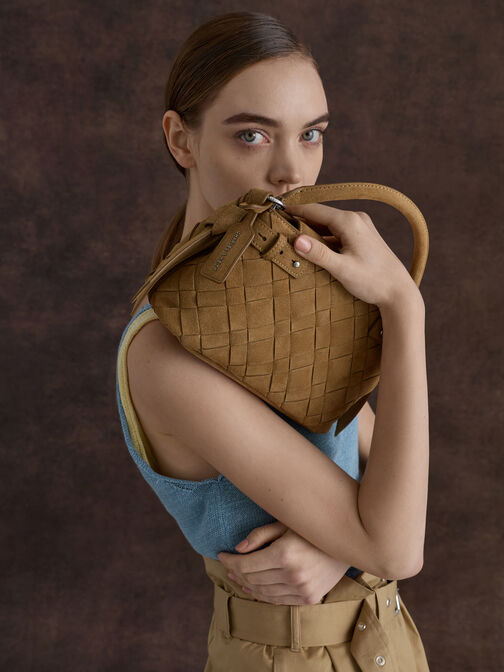 شنطة إيفيت من شامواه منسوج مُعاد تدويره, رملي ذهبي هاديء, hi-res