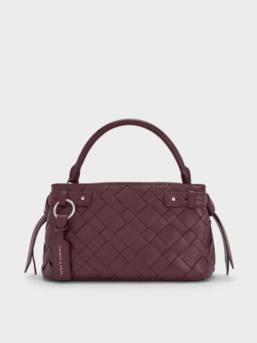 شنطة يد إيفيت منسوجة, أحمر توتي فاخر, hi-res