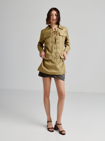 صندل بحزام كاحل بكعب مربع جلد صناعي لامع, بني داكن, hi-res