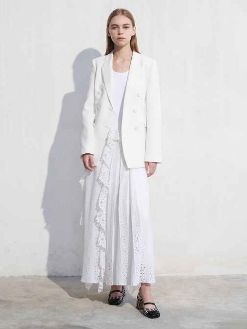 حذاء إيرين بكعب عالٍ وتصميم سلينجباك مفتوح الظهر من قماش تويد مزين باللؤلؤ, أسود خشن, hi-res