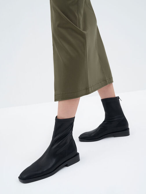 بوت قصير بسحاب ومقدمة مربّعة – أناقة عصرية ترافق خطواتك, أسود, hi-res
