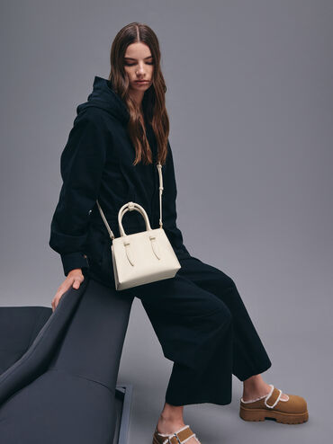 Allyn Structured Trapeze Tote Bag, Cream, hi-res