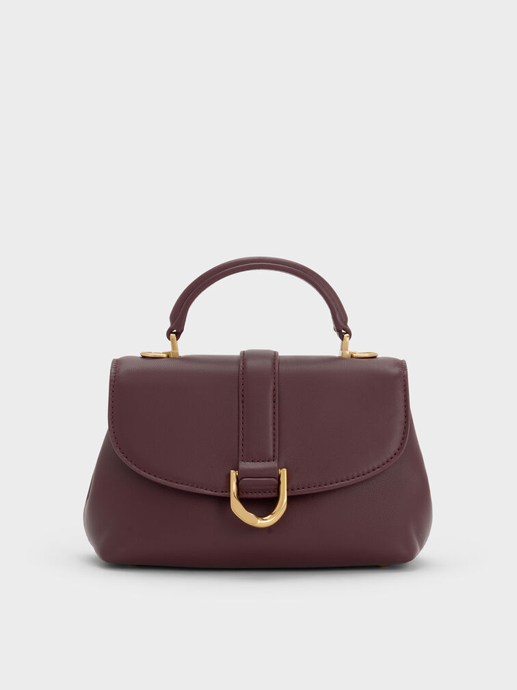 حقيبة غابيني من الجلد بمقبض علوي, برقوقي أنيق, hi-res