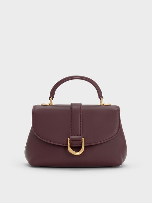 Gabine Leather Top Handle Bag, Plum, hi-res
