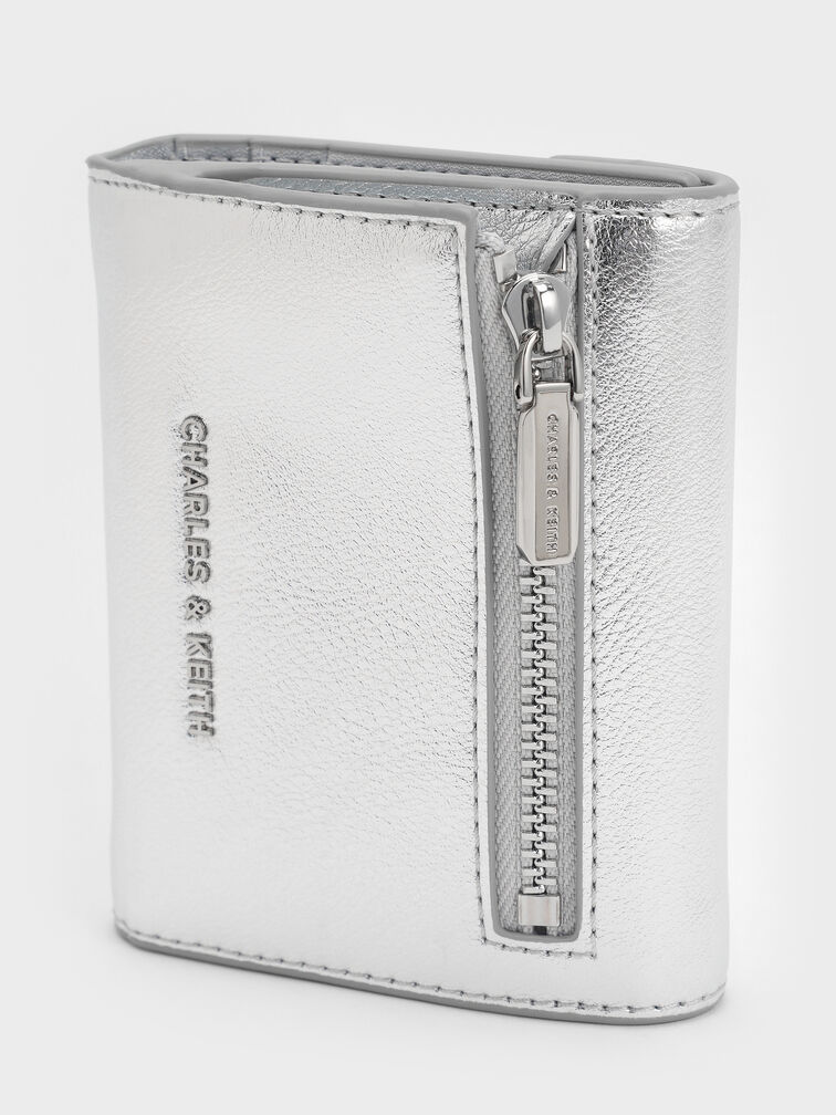 Marlowe Metallic Short Envelope Wallet, Silver, hi-res