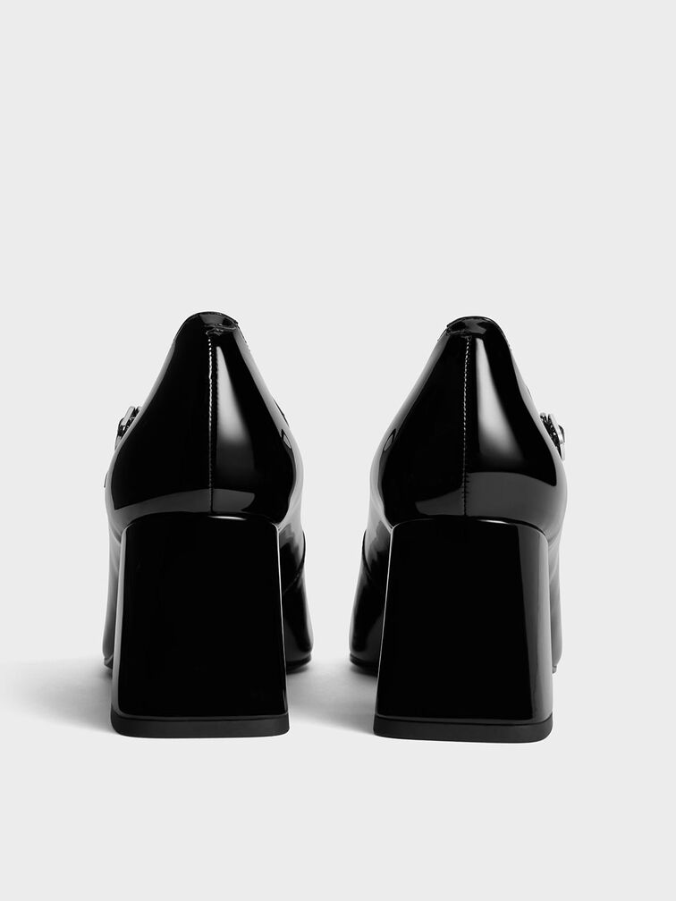 Patent Block-Heel Mary Jane Pumps, Black Patent, hi-res