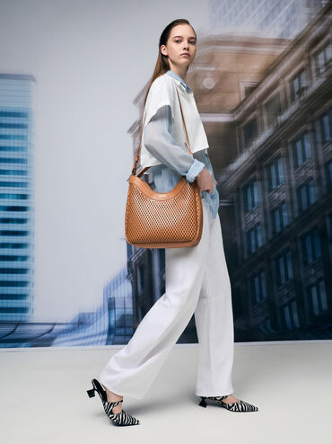 Juno Perforated Hobo Bag, Russet Brown, hi-res