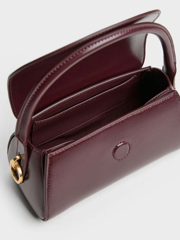 حقيبة كايلا بمقبض علوي وغطاء أمامي أنيق, أحمر توتي فاخر, hi-res