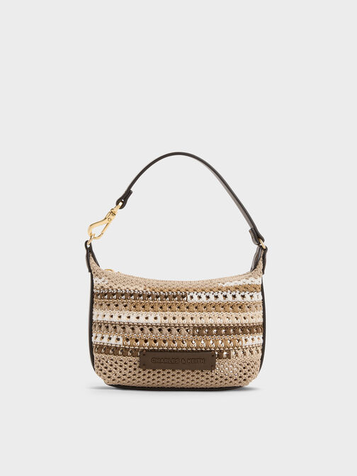Micro Ida Multi-Stripe Knitted Bag, Multi Brown, hi-res