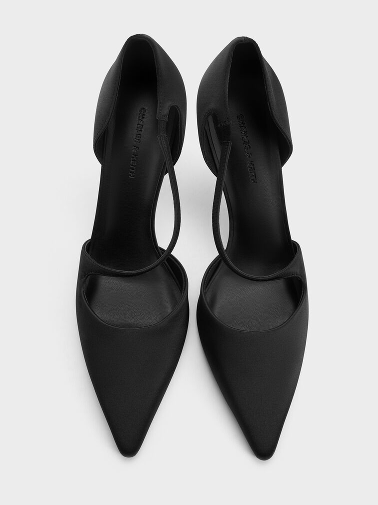 حذاء دورسي ساتان بكعب رفيع, أسود خشن, hi-res