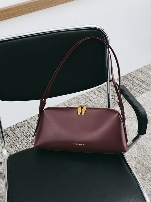 حقيبة كتف دينا بحزام مزدوج, أحمر توتي فاخر, hi-res